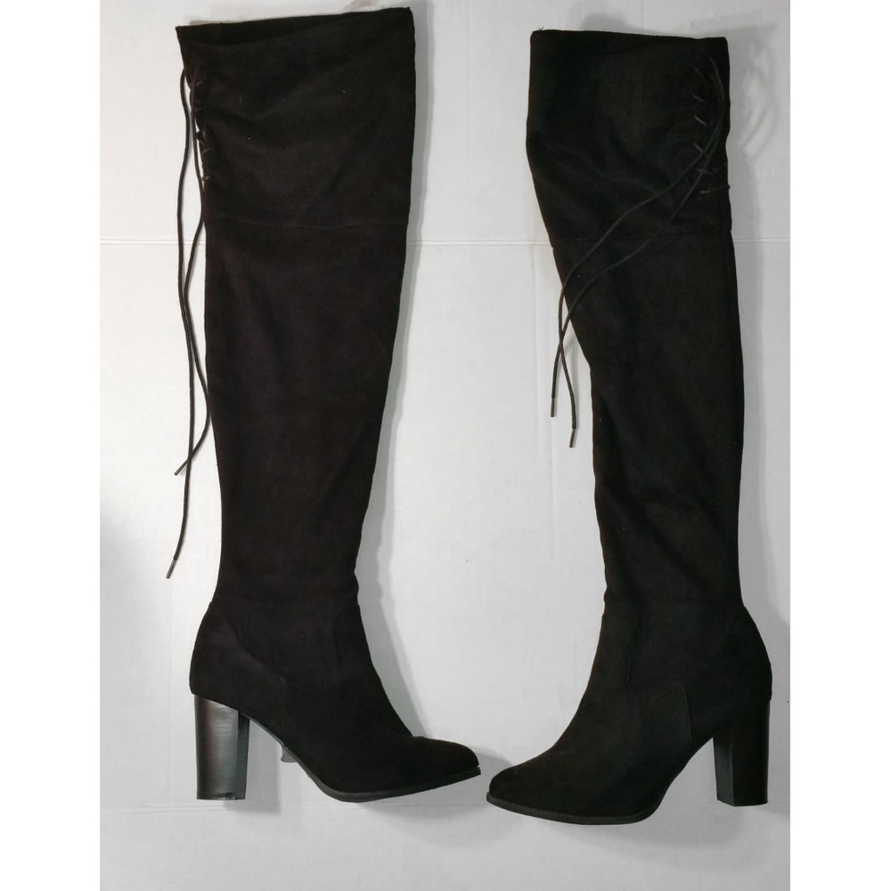 Black Suede Over The Knee Boots
